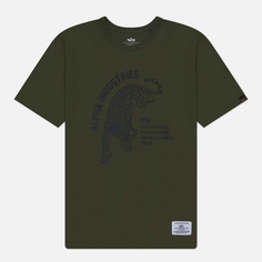 Мужская футболка Alpha Industries Alpha Jaguar, цвет оливковый, размер S