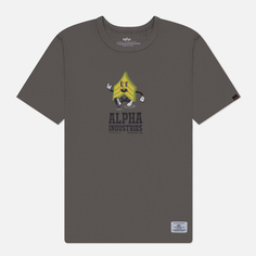 Мужская футболка Alpha Industries Alpha Badge, цвет серый, размер S