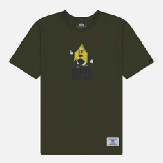 Мужская футболка Alpha Industries Alpha Badge, цвет оливковый, размер S