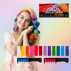 Мелки для волос с расческой, набор 14 цветов (2+12) No Brand