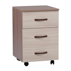 Тумба выкатная на 3 ящика, 400х400х600, ясень шимо темный/ясень шимо светлый No Brand