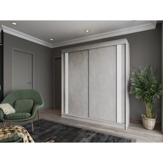 Шкаф-купе 1500 тодор, 1500х620х2200, бетон/белый глянец No Brand