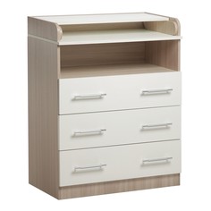 Комод кп-3 3ящ. 1000х800х440(730), ясень шимо светлый/белый No Brand