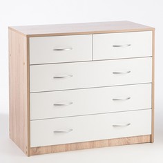 Комод 5 ящиков, 900х480х800, дуб сонома/белый Клик Мебель
