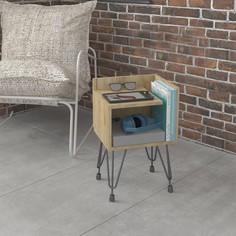 Тумба прикроватная liverpool 35х35х48 см, дуб краф золотой, черный No Brand