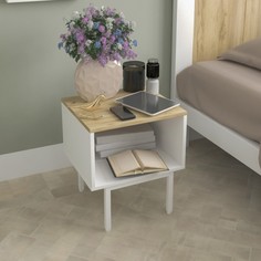 Тумба прикроватная bergen, 40х35х45 см, дуб краф золотой, белый No Brand