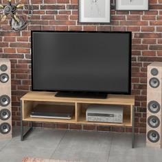 Тумба под тв chicago 118х35х45 см, дуб краф золотой, черный No Brand