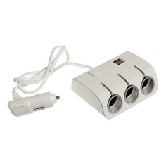 Разветвитель прикуривателя, 3 гнезда, 2 usb 1 а, 60 вт, 12/24 в, подсветка, провод 70 см No Brand