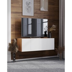 Тумба тв подвесная дели-2, 1002х370х330, дуб крафт золотой/белый No Brand