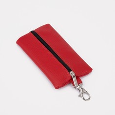 Ключница на молнии, длина 13 см, кольцо, карабин, цвет красный No Brand