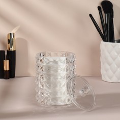 Органайзер для хранения ватных палочек, с крышкой, d - 8 × 12,5 см, в картонной коробке, цвет прозрачный Queen Fair