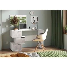 Стол компьютерный ск 11, 1220х520х750, белый/цемент No Brand