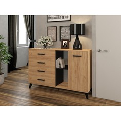 Комод светлана, 1375х400х905, дуб золотой/венге No Brand