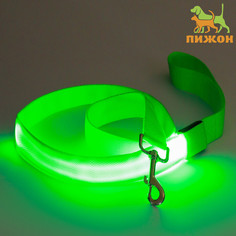 Поводок с подсветкой 3 режима свечения, 120 х 2,5 см, зеленый Пижон
