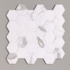 Панель самоклеящаяся 30*30см мозаика соты, белая No Brand