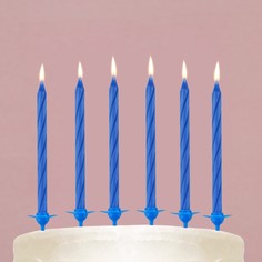 Свечи в торт, голубые, 24 шт., 7,2 х 17,3 см Страна Карнавалия