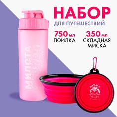 Набор поилка и силиконовая миска Пушистое счастье