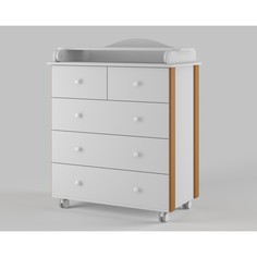Комод пеленальный nuvolla lux 800/5, белый/стойки бук No Brand