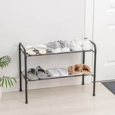 Подставка для обуви, 2 яруса, 65×32×48,5 см, цвет черный No Brand