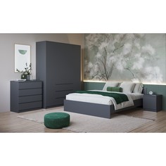 Спальный гарнитур мадера, шкаф 4хств, кровать 1,6х2, комод 4 ящ, тумба прикроват 2 шт графит No Brand