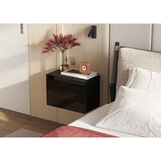 Тумба прикроватная элтон №1 подвесная, 460х320х260, черный/черный глянец No Brand