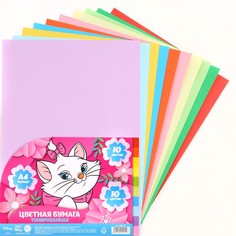 Бумага цветная тонированная а4, 10 листов, 10 цветов, 80 г/м2, коты аристократы Disney