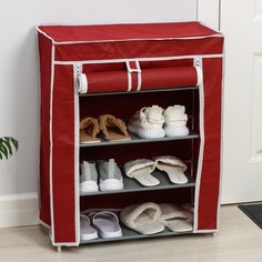 Обувница, 4 яруса, 57×28×72 см, цвет бордовый No Brand