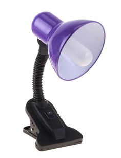 Лампа настольная е27, с выкл. на зажиме (220в) фиолетовая (108в) Risalux