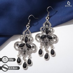 Серьги висячие со стразами Queen Fair