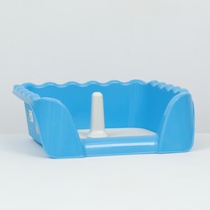 Туалет для собак с высокими бортами и съемной сеткой 43х43х15 см, голубой Пижон