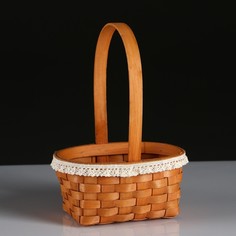 Корзина плетеная (секвойя), 16х11хн8/21,5 см, 1 шт., натуральный с окантовкой No Brand