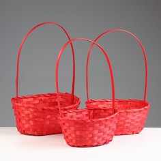 Набор корзин плетеных, бамбук, 22х18x10/34см, 24х19x10/36см, 27х21x10/38см, 3 шт No Brand