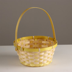 Корзина плетеная, d21хh24 см, желтый, бамбук No Brand