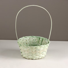 Корзина плетеная, d20х10хh33см, зеленый, бамбук No Brand