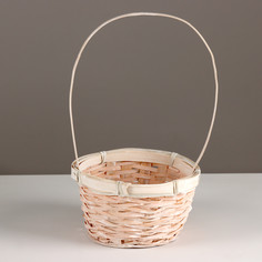 Корзина плетеная, d17x10,5хh33см, персиковый, бамбук No Brand