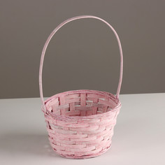 Корзина плетеная, d16х10хh32см, розовый, бамбук No Brand