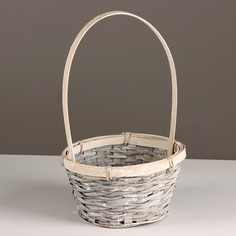 Корзина плетеная, d17x10,5хh33см, серый, бамбук No Brand