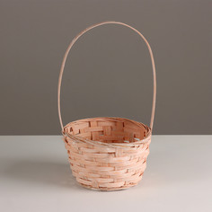 Корзина плетеная, d16х10хh32см, персиковый, бамбук No Brand