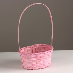 Корзина плетеная, 21х15х10хh38см, розовый, бамбук No Brand