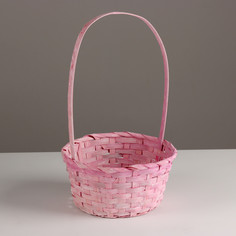Корзина плетеная, d20х10хh33см, розовый, бамбук No Brand