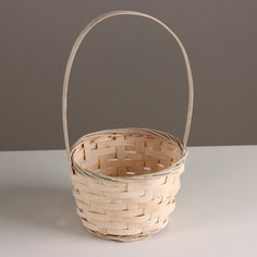 Корзина плетена, d16х10хh32см, белый, бамбук No Brand
