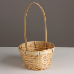 Корзина плетеная, d17x10,5хh33см, натуральный, бамбук No Brand