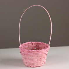 Корзина плетеная, d15х9хh31см, розовый, бамбук No Brand