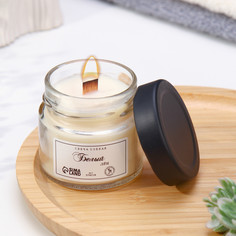Свеча ароматическая из соевого воска в банке, 75 г, белый лен Богатство Аромата
