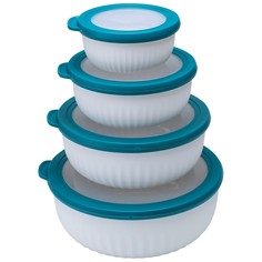 Набор герметичных контейнеров velton park (4 шт., 0,36/0,73/1,25/2,2 л, пластик, круг, бело-бирюз.)