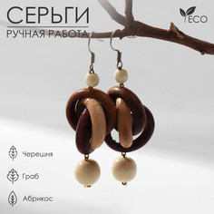 Серьги ручная работа, деревянные No Brand