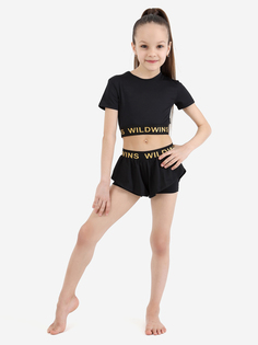 Двойные спортивные шорты для девочки для гимнастики WILDWINS, Черный