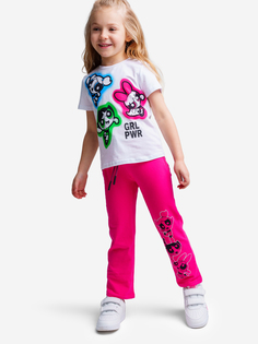 Комплект PlayToday для девочки: футболка, брюки, Белый