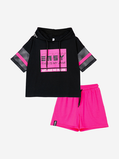 Комплект Playtoday трикотажный для девочек: футболка, шорты, Розовый