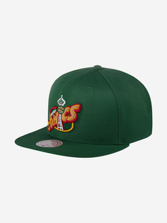 Бейсболка с прямым козырьком MITCHELL NESS HHSS3258-SSUYYPPPGREN Seattle Supersonics NBA (зеленый), Зеленый Mitchell&Ness